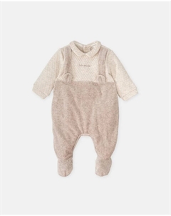 Комбинезон с ножками для младенца, эффект 2 в 1, сырой и песочный, светло-бежевый Tutto piccolo