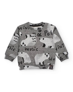 Серый детский флисовый свитшот с принтом белых медведей Tuc tuc