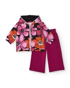 Детский комплект куртка с цветочным принтом и фуксиевые брюки, розовый Tuc tuc