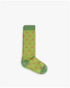 Высокие носки для девочки с контрастным принтом в виде черепов, лайм Scalpers