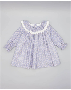 Платье для малыша с оборчатым воротником и вышитой лентой, сиреневый/белый Fina ejerique