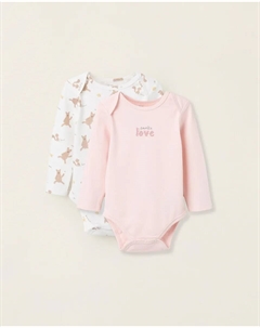 Набор из 2 боди для девочки с принтом, розовый/белый Zippy