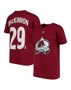 Футболка Big Boys Nathan MacKinnon бордового цвета с именем и номером игрока Colorado Avalanche Outerstuff