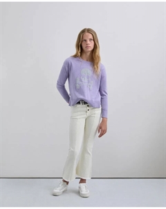 Джинсы для девочек с расклешенным кроем, слегка эластичные, с распушенными краями, белый Scalpers