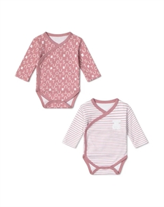 Набор боди для малышей из хлопка с принтом и в полоску, розовый/белый Tous