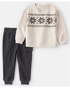 Мальчики Toddler 2T-5T футболка с длинным рукавом Fair Isle и штаны, комплект из 2 предметов, слоновая кость/кремовый Carter`s