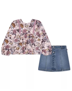 Комплект из двух предметов: топ в стиле бохо и джинсовая юбка для маленьких девочек Levi's®