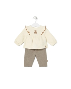 Детский комплект блузка и джоггеры в клетку виши, светло-бежевый Tous