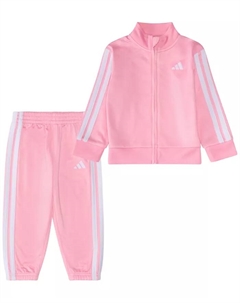 Детский спортивный костюм для девочек из трикотажа, 2 предмета: куртка и брюки, розовый Adidas