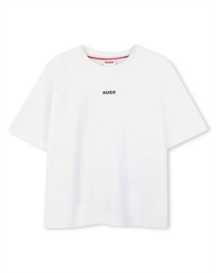 Детская хлопковая футболка, белый Hugo