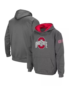 Темно-серый пуловер с капюшоном и большим логотипом Big Boys Ohio State Buckeyes Colosseum