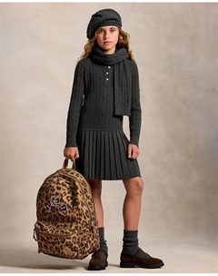 Детское платье из хлопка с узором елочка, темно-серый Polo ralph lauren