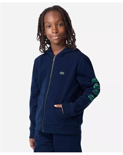Мальчиковая худи с графичным логотипом и молнией спереди, размеры 8-20, синий Lacoste