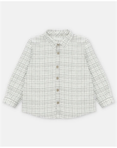 Хлопковая детская рубашка с микроузором в клетку песочного цвета Martin aranda
