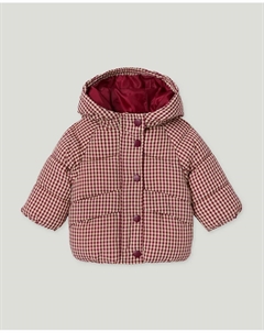 Теплое стеганое пальто в клетку для девочки, красный Baby el corte inglés