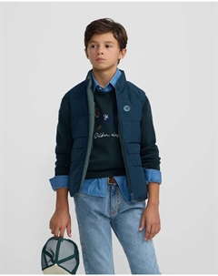 Двусторонний детский жилет темно-синего цвета Silbon