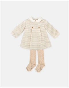 Комплект для малыша: платье цвета слоновой кости с пышной юбкой и колготки Tutto piccolo