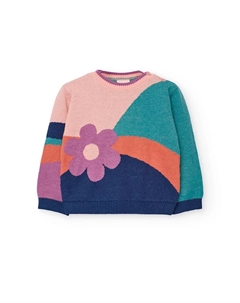 Детский джемпер с крупным принтом и круглым вырезом, мультиколор Boboli