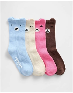 Набор из 4 носков для девочки с медвежонком, мультиколор Gap