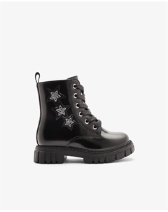 Детские ботинки в стиле милитари с внутренней молнией и звездным дизайном, черный Conguitos