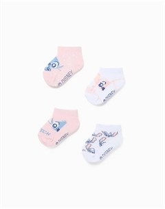 Набор из 4 вязаных носков для девочки с мотивом Ститч, розовый/белый Zippy