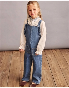 Джинсовый комбинезон с оборками для девочки, нежно-синий Coconut el corte inglés