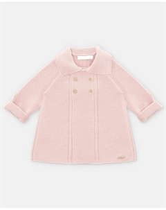 Детское вязаное пальто с отложным воротником розового цвета Martin aranda