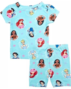 Пижамный комплект для девочек с короткими рукавами и велосипедками, 2 предмета Disney princess