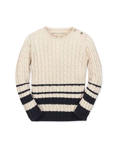 Детский свитер с высоким воротником и косой из органического хлопка, белый Hope & henry