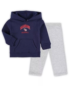 Детский комплект (мальчики и девочки) Cleveland Guardians Play by Play: худи и брюки цвета темно-синий/серый меланж Outerstuff