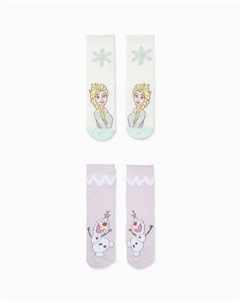 Набор из 2 детских носков для девочки с противоскользящей подошвой и мотивом «Холодное сердце», белый Zippy