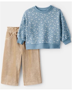 Детский комплект для девочек из 2 предметов: топ с бантом и вельветовые брюки, мультиколор Carter`s