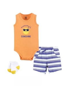 Комплект для мальчиков Hudson с боди, шортами и носочками, оранжевый Hudson baby
