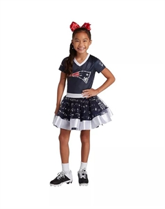 Большие девочки: V-образный костюм New England Patriots в стиле "хвост" для игрового дня, цвет navy, с пачкой Jerry leigh