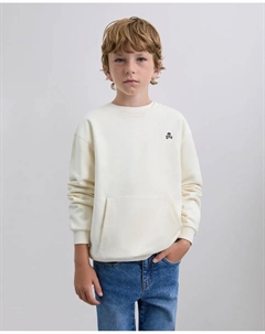 Детский свитшот с длинными рукавами, с манжетами и карманом-кенгуру, белый Scalpers