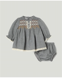 Фланелевое платье с длинным рукавом для маленькой девочки, светло-серый Coconut el corte inglés