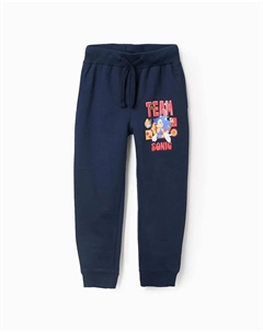 Детские брюки 100% хлопок с принтом Соник, темно-синий Zippy