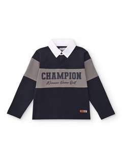 Поло для мальчика с цветными блоками и принтом с надписью Tuc tuc