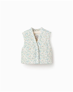 Жилет для девочки с подкладкой из шерпы и цветочным узором, бежевый Zippy