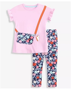 Детский комплект для девочек 2T-4T: футболка и леггинсы, мультиколор Epic threads