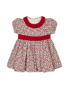 Платье для девочек из органического сатина с пышными рукавами и воротником-рюшей, красный Hope & henry