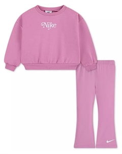 Детский комплект для девочек 2T-6X: топ с круглым вырезом и леггинсы, розовый Nike