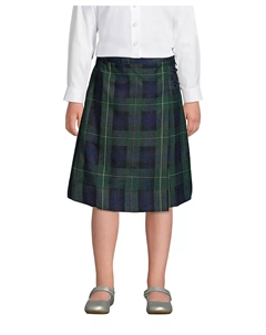 Школьная юбка для девочек в клетку А-силуэта ниже колена, зеленый Lands' end