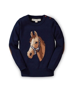 Пуловер-свитер с интарсией для маленьких девочек, синий Hope & henry