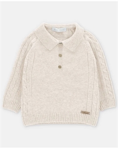 Детский джемпер с воротником поло и косичкой песочного цвета Martin aranda