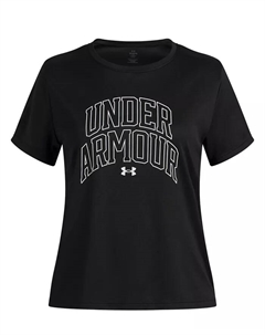 Футболка с коротким рукавом и графическим принтом для девочек Little and Big Girls, черный Under armour