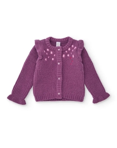 Фиолетовый вязаный детский свитер с вышивкой в виде сердечек Tuc tuc
