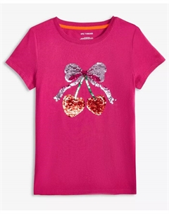 Футболка с коротким рукавом для девочек 5-20 с пайетками и принтом вишни, фиолетовый Epic threads