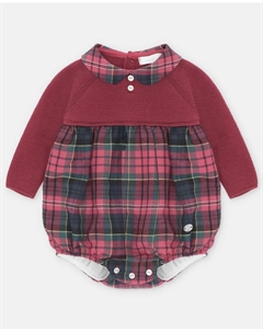 Комбинезон для младенца вязаный с красной клетчатой расцветкой Martin aranda
