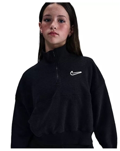 Спортивная кофта с молнией на четверть для девочек Big Girls' Quarter Zip Fleece Top, черный Nike